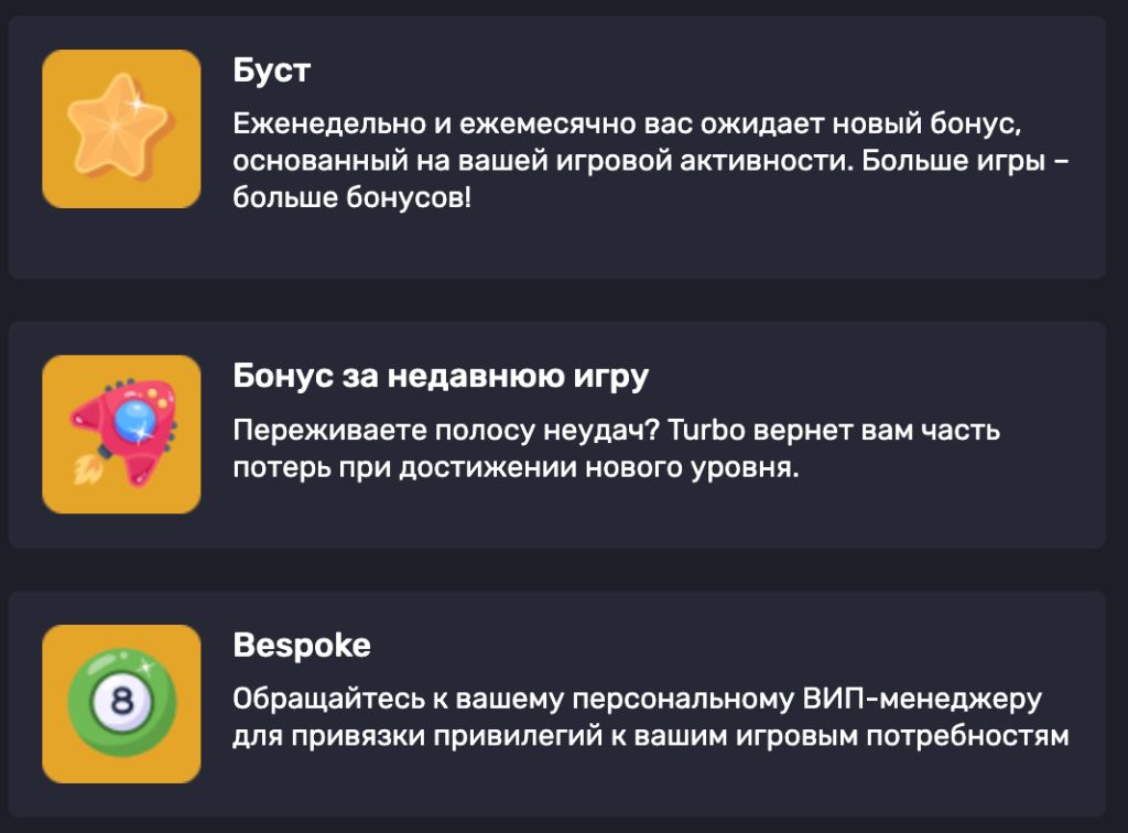Привилегии разных уровней программы лояльности